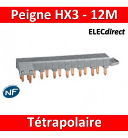 Legrand - Peigne HX3 optimisé tétrapolaire - 12 modules - Réf : 405201