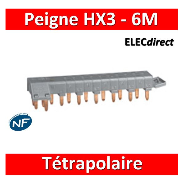 Peigne Tétrapolaire Legrand 6 modules HX3 405200