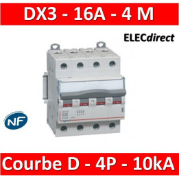 Legrand - Disjoncteur 4P DX3 16A - 10kA - courbe D - Réf : 408117
