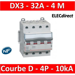 Legrand - Disjoncteur 4P DX3 32A - 10kA - courbe D - Réf : 408120