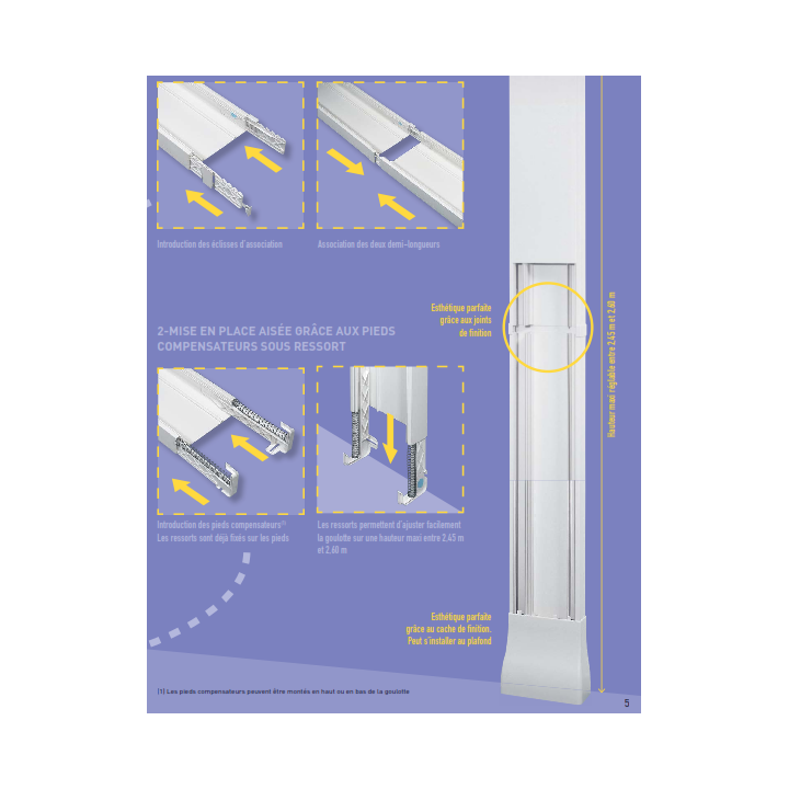 Legrand - Kit GTL 18M - 030067 - 65 x 355 mm - Avec 2 couvercles complet - long. réglable - 2,45 à 2,60m - Réf : 030067