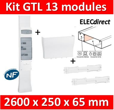 Legrand - Kit GTL 13M - 030037 - 65 x 250 mm - Avec couvercle complet - long. réglable - 2,45 à 2,60m - 030037