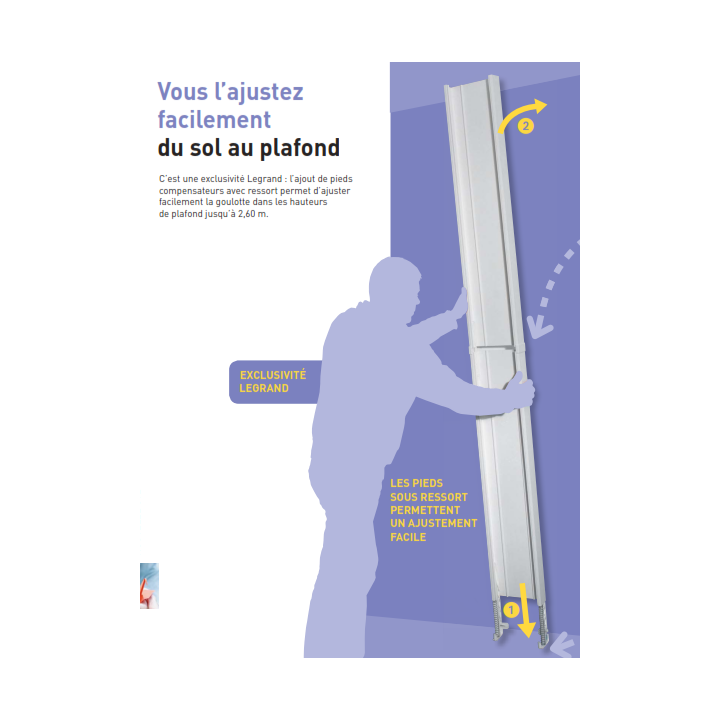 Legrand - Drivia - Kit GTL 13M Complet - 65 x 250 mm - Avec couvercle -  Longueur réglable de 2,45 à 2,60m - Réf : 030037
