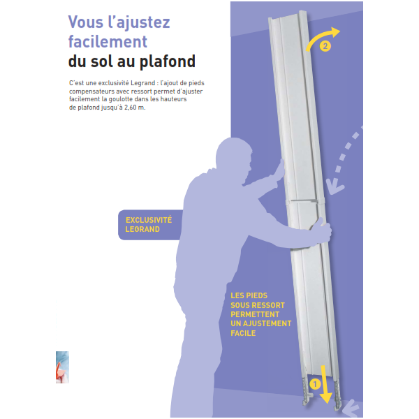 Legrand - Drivia - Kit GTL 13M Complet - 65 x 250 mm - Avec couvercle -  Longueur réglable de 2,45 à 2,60m - Réf : 030037