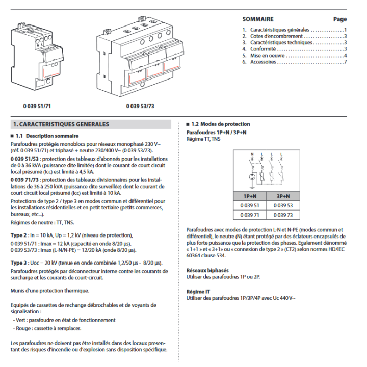 Legrand - Parafoudre bipolaire - Type 2 LEXIC avec protection intégrée + Cartouche de rechange - Réf. : 003951+003954