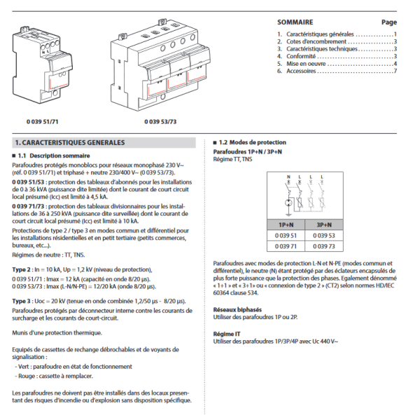 Legrand - Parafoudre bipolaire - Type 2 LEXIC avec protection intégrée + Cartouche de rechange - Réf. : 003951+003954