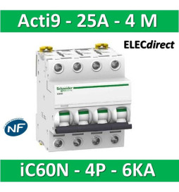 Disjoncteur Schneider Acti9 IDT40T - 1P+N 25A Courbe C - Pour Tableau électrique Modulaire