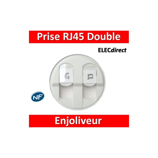 Legrand Céliane - Enjoliveur Double RJ45 blanc - 068252