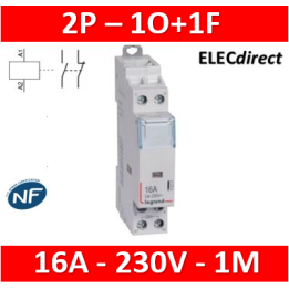 Legrand - Contacteur de puissance bipolaire bobine 230V - 16A - 1O+1F - 412521