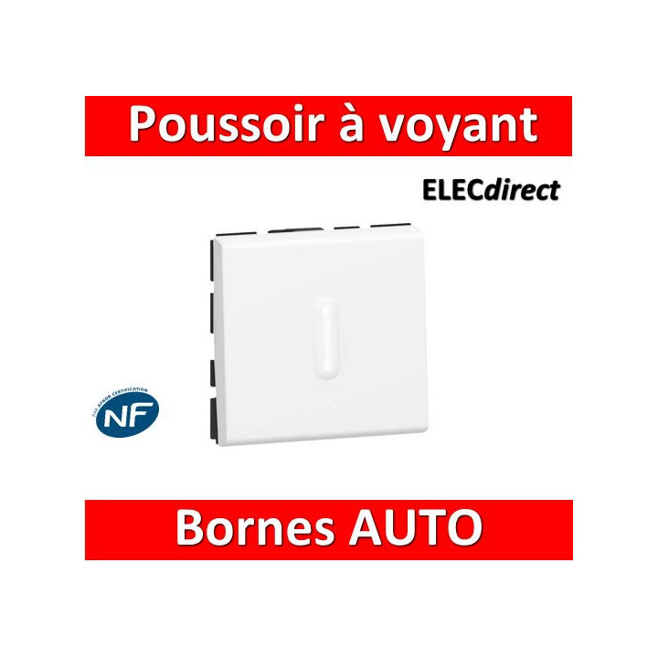 Legrand Mosaic - Bouton poussoir - 2 modules - 6A - 230V à voyant LED - 077042