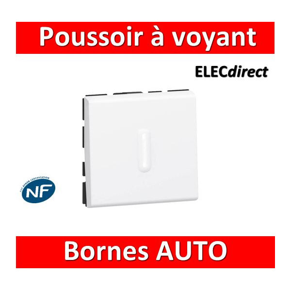 Legrand Mosaic - Bouton poussoir - 2 modules - 6A - 230V à voyant LED - 077042