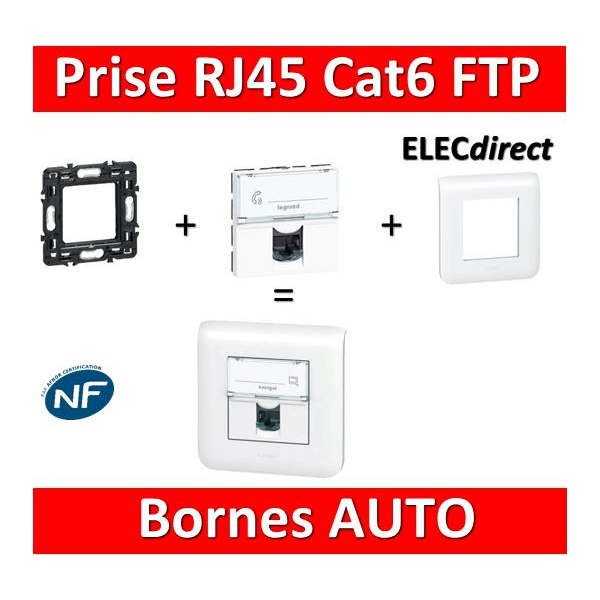 Double prise connecteur RJ 45 - Cat 6 FTP - Mosaic - Communication Mosaic  Legrand