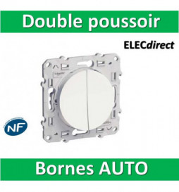 Schneider - Odace - Double Poussoir - blanc - 10A - 250V - Réf : S520216