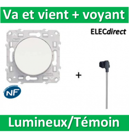 SCHNEIDER Odace Interrupteur va et vient à voyant lumineux complet blanc -  S520263-F