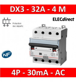 Disjoncteur différentiel monobloc bipolaire 32A 30mA Legrand