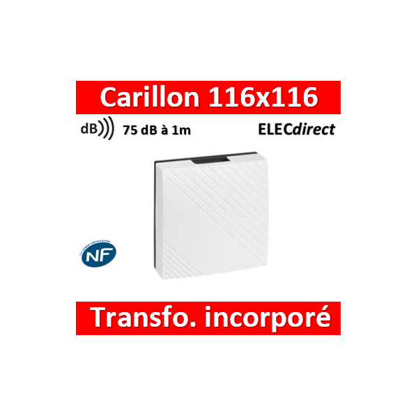 Legrand - Carillon avec transfo. incorporé + bouton poussoir -  041652+041647 - ELECdirect Vente Matériel Électrique