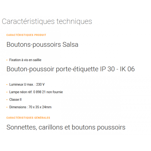 Bouton-poussoir Salsa 041645 pour carillon ou sonnette LEGRAND