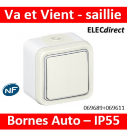 Legrand Plexo - Va et Vient Saillie Blanc 10A 230V - IP55/IK07 - 069689+069611