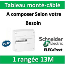 Schneider - Tableau monté-câblé : 1 rangée - 13 modules RESI9 XE - à composer