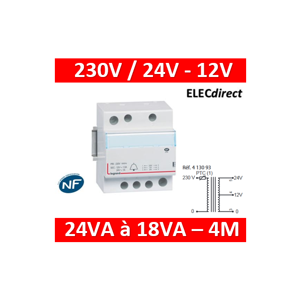 Legrand - Transformateur pour sonnerie - 230V /12V - 24V - 24VA