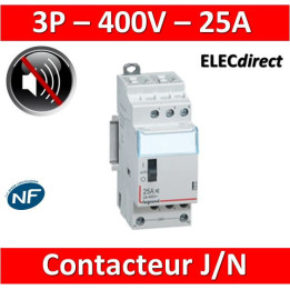 Legrand - Contacteur J/N heures creuses 25A - Silencieux - Bobine 230V - 3P 400V - Contact 3F - Réf : 412502