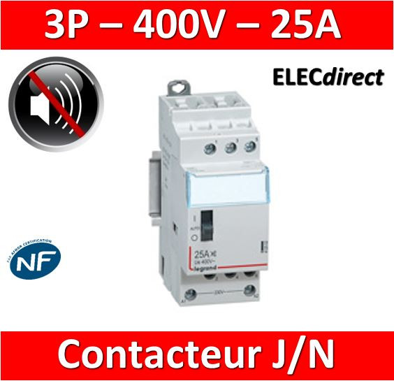 Legrand - Contacteur J/N heures creuses 25A - 400V Tripolaire - 412502