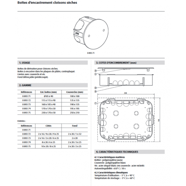 Legrand - LEGRAND - Boîte dérivation à encastrer 170 x 170 x 50 mm - Boîtes  de dérivation - Rue du Commerce