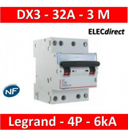 Legrand - Disjoncteur 4P DX3 - 32A - 6kA - courbe C - 406913