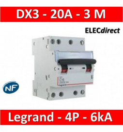Legrand - Disjoncteur 4P DX3 - 20A - 6kA - courbe C - 406911