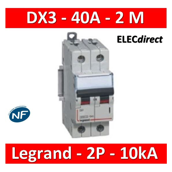 Legrand - Disjoncteur bipolaire DX3 40A - 10kA - courbe C - 407788
