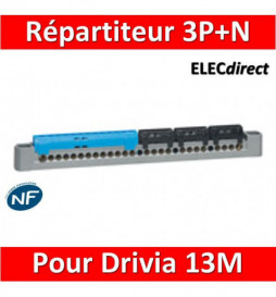 LEGRAND Bornier de répartition 3P+N pour tableau 13 modules - 404814