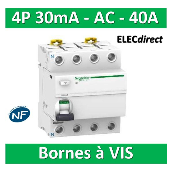 Interrupteur différentiel 30mA 40A type A, SCHNEIDER ELECTRIC