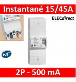 Legrand - Disjoncteur de branchement EDF - bipolaire - 15/30/45A instantané - 500MA - Réf.: 401000