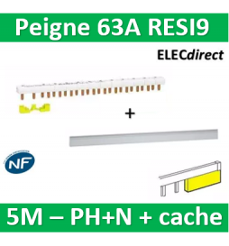 Schneider - Resi9 XP - monobloc Peigne Neutre+Phase 5M - 63A + cache dent - R9PXH205+404988