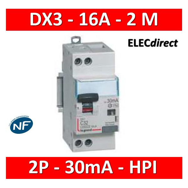 LEGRAND - Disjoncteur Différentiel 2P - 16A - 30ma Type HPI - 410753 -  ELECdirect Vente Matériel Électrique
