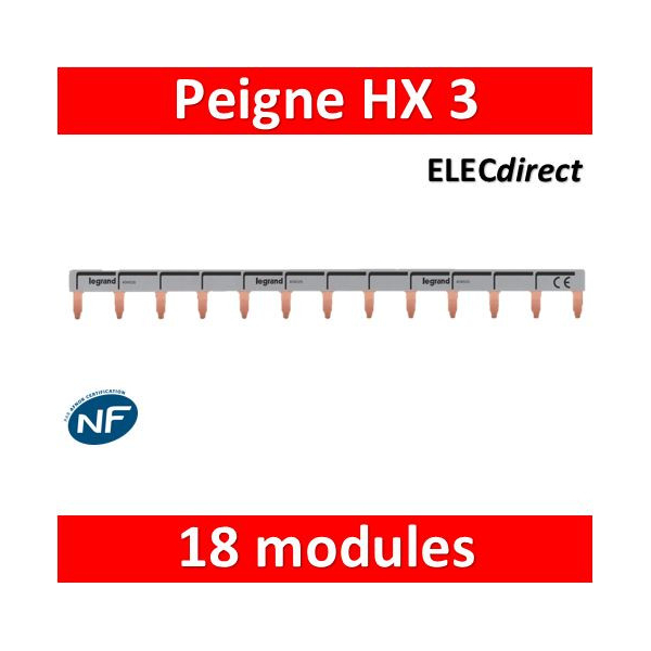 Legrand - Peigne HX optimisé uni long. 18 Modules - 404928 - ELECdirect  Vente Matériel Électrique
