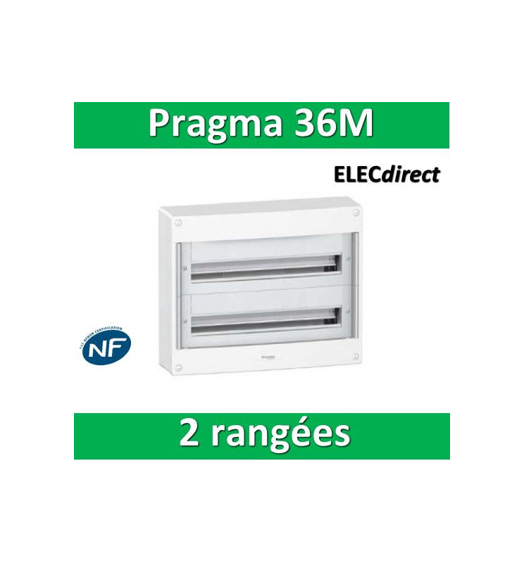 Schneider - Coffret électrique PRAGMA 36 modules - 2 rangées de 18M ...