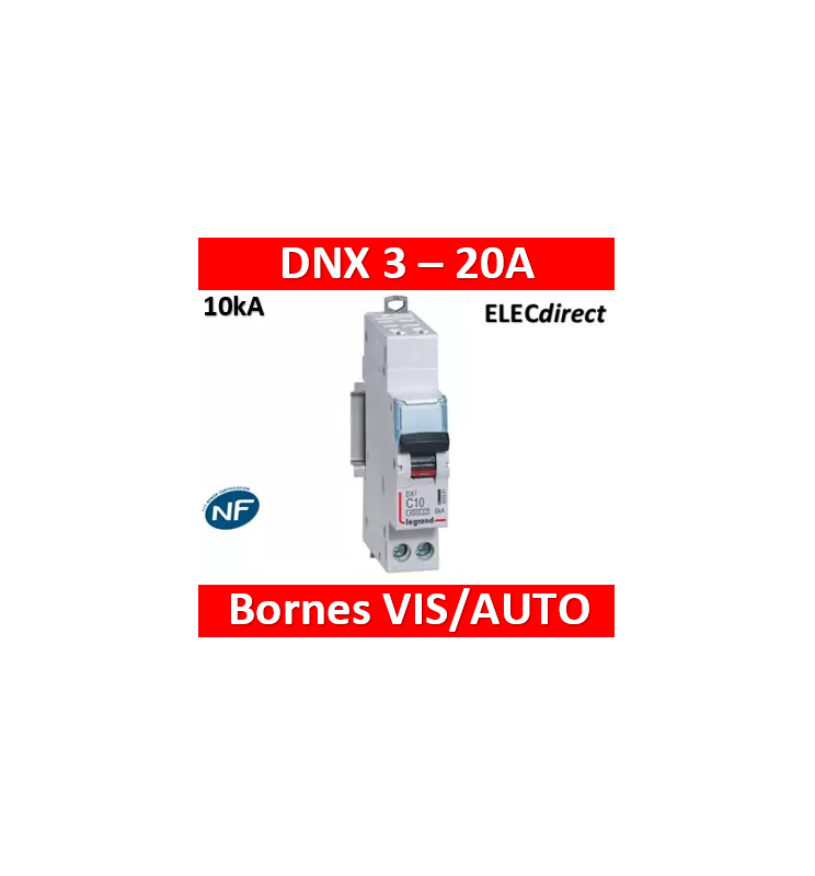 Disjoncteur modulaire Phase+Neutre DNX3 20A Legrand | Sanifer