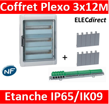 Coffret électrique étanche - 3x18 modules - 3 rangées - Plexo 3 LEGRAND