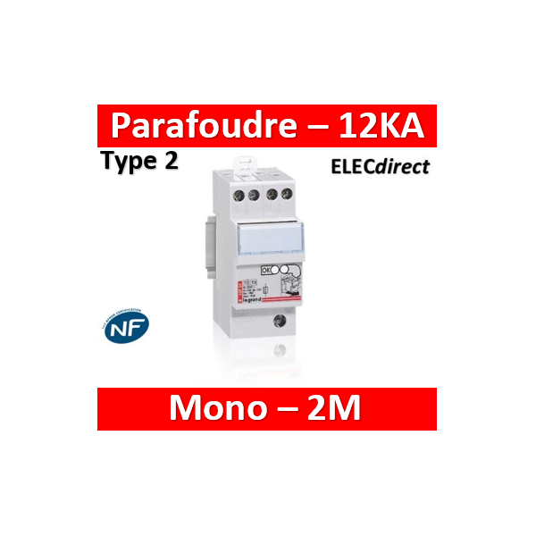 Legrand - Parafoudre bipolaire 220V - Type 2 LEXIC avec protection intégrée  - 003951 - ELECdirect Vente Matériel Électrique