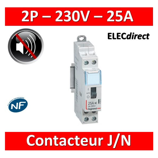 Legrand - Contacteur CX3 J/N heures creuses - 25A bipolaire pour  chauffe-eau - 412501 - ELECdirect Vente Matériel Électrique