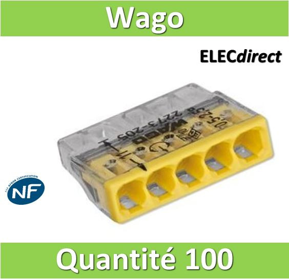 60 connecteurs wago traversant 2 entrées fil souple ou rigide inline