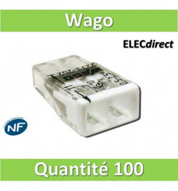 WAGO - Boîte de 100 Bornes auto fils rigide 2 x 2,5mm2 - WAG 2273-202