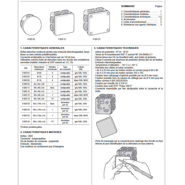 Boîte de dérivation étanche IP55 80x80x45