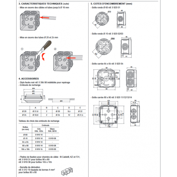 Boite de dérivation Plexo 80*80 : Legrand