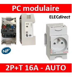 Prise modulaire 2P+T 16A pour tableau électrique (façace à démonter)
