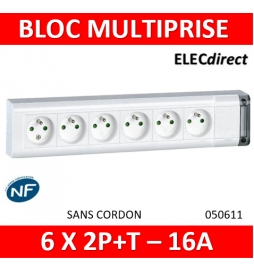 Legrand - Bloc multiprise fixable 6 prises de courant 2P+T