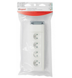 Bloc multiprise fixable 4x2P+T longueur 253mm a cabler - blanc Legrand