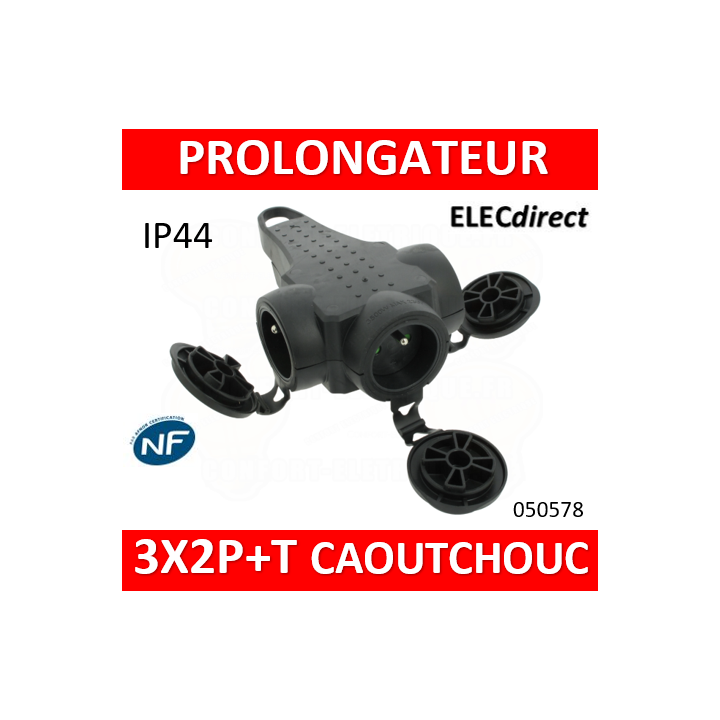Legrand - Prolongateur caout 3 prises 2P+T 16A IP44 IK08 - Réf : 050578
