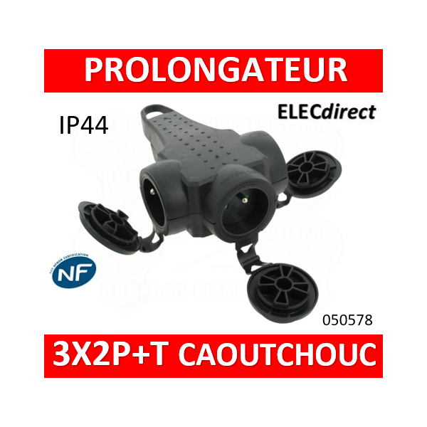 Legrand - Prolongateur caout 3 prises 2P+T 16A IP44 IK08 - Réf : 050578